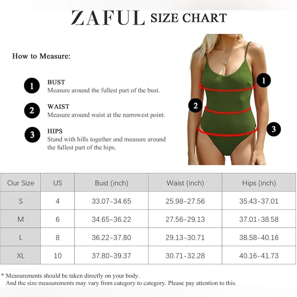 ZAFUL Women's One Piece Swimsuit Lace Up Tie Back Ribbed Fully Lined - Picture 5 of 6